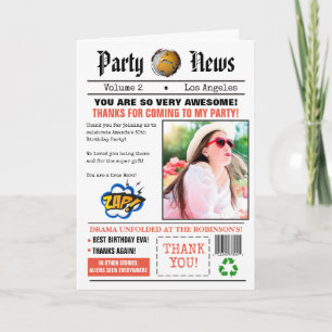 Carte De Remerciements Retro Journal fête d'anniversaire Photo