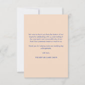 Carte De Remerciements Retro Moderne Bleu & Beige Mariage Photo (Dos)