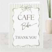 Carte De Remerciements Retro Neutral Bow Cafe Bebe Coffee Baby Shower (Devant)