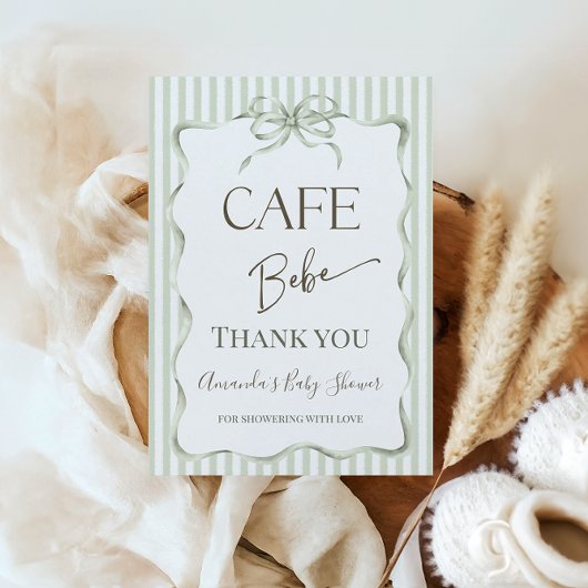 Carte De Remerciements Retro Neutral Bow Cafe Bebe Coffee Baby Shower