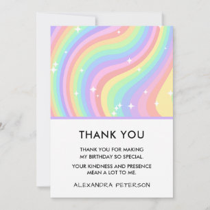 Carte De Remerciements Rétro Pastel Arc-en-ciel 6ème Anniversaire Étoiles