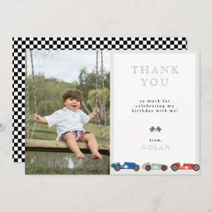 Carte De Remerciements Retro Race Car Thème Anniversaire Photo