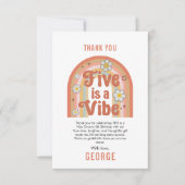 Carte De Remerciements Retro Rainbow FIVE est un Vibe Groovy 5ème Anniver (Devant)