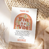 Carte De Remerciements Retro Rainbow FIVE is a Vibe Groovy 5th Birthday