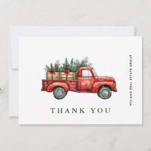 Carte De Remerciements Retro Red Farm Truck Noël Entreprise Fête