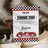 Carte De Remerciements Retro Red Race Car Boy Fête d'anniversaire