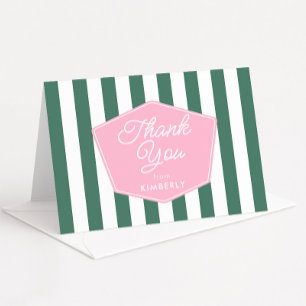 Carte De Remerciements Retro Rose Et Vert Palm Beach Baby Shower