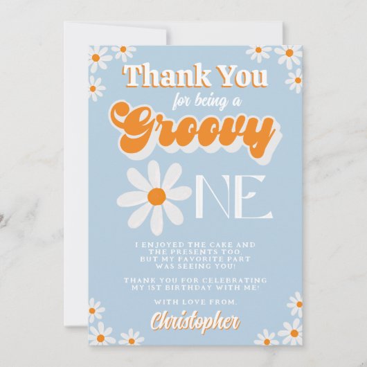 Carte De Remerciements Retro Super One Boys 1er Anniversaire (Devant)