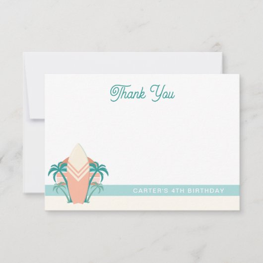 Carte de remerciements rétro surf Beach (Devant)