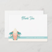 Carte de remerciements rétro surf Beach (Devant / Derrière)