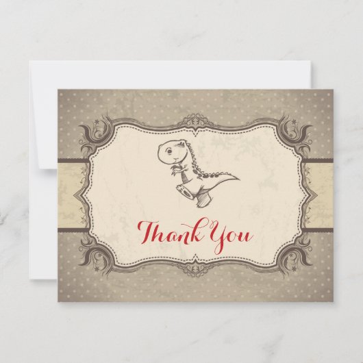 Carte de remerciements rétro Vintage Dinosaur (Devant)