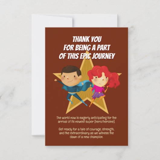 Carte De Remerciements Reveillez le genre Superhero mignon bleu rose roug (Devant)