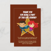 Carte De Remerciements Reveillez le genre Superhero mignon bleu rose roug (Devant / Derrière)