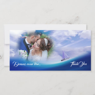 Carte De Remerciements Rêves nautiques Gratitude Mariage de la mer Bleue 