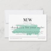 Carte De Remerciements Review Order Packaging Insert Green Monogram Info (Devant)