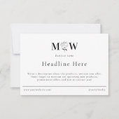 Carte De Remerciements Review Thank Packaging Insert Floral Monogram Info (Devant)