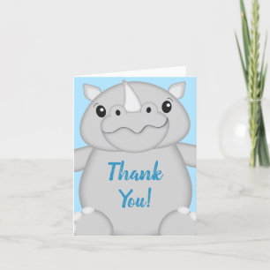 Carte De Remerciements Rhino Baby shower Safari bleu