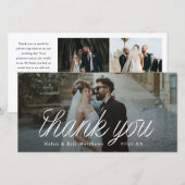 Carte De Remerciements Ribbon Script Minimalist Wedding Photo Tall (Devant / Derrière)