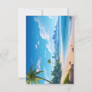 Carte De Remerciements Rivage de plage de sable de l'île de l'océan tropi