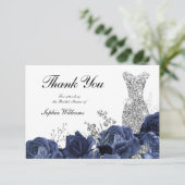 Carte De Remerciements Robe argentée, déjeuner naval et apéritif de maria (Debout devant)