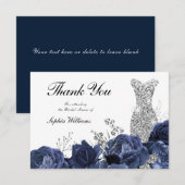 Carte De Remerciements Robe argentée, déjeuner naval et apéritif de maria (Devant / Derrière)