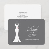 Carte De Remerciements Robe blanche élégante sur gris - Mariage simple et (Devant / Derrière)