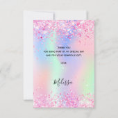 Carte De Remerciements Robe blanche holographique rose (Dos)