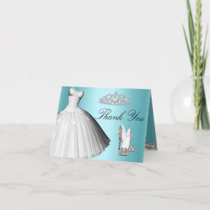 Carte De Remerciements Robe bleue de parties scintillantes d'étincelle et