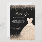 Carte De Remerciements Robe de Champagne Faux Parties scintillant Douce 1 (Devant)