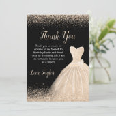 Carte De Remerciements Robe de Champagne Faux Parties scintillant Douce 1 (Debout devant)