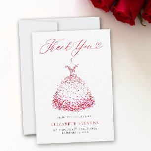 Carte De Remerciements Robe de coeurs de la Saint-Valentin Art capricieux