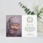 Carte De Remerciements Robe de feuillage rustique Baptême chrétien orthod (Debout devant)