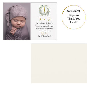 Carte De Remerciements Robe de feuillage rustique Baptême chrétien orthod