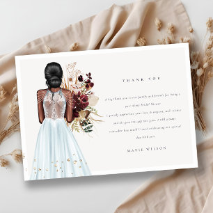 Carte De Remerciements Robe de mariée élégante Bohème bleu ciel pour la d