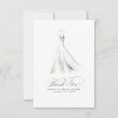 Carte De Remerciements Robe de Mariée Élégante Remerciement de Mariage (Devant)