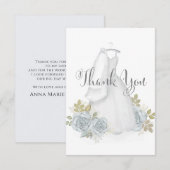 Carte De Remerciements Robe de mariée élégante typographie calligraphie s (Devant / Derrière)