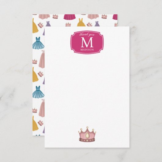 Carte De Remerciements Robe de princesse conte de fées petite fille enfan (Devant / Derrière)