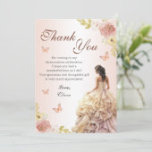 Carte De Remerciements Robe de princesse vert menthe Quinceañera Annivers (Debout devant)