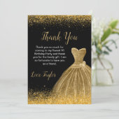 Carte De Remerciements Robe d'or Faux Parties scintillant douce 16 Annive (Debout devant)