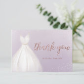 Carte De Remerciements Robe en or rose violet parties scintillant quincea (Debout devant)