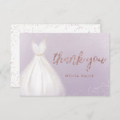 Carte De Remerciements Robe en or rose violet parties scintillant quincea (Devant / Derrière)