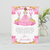 Carte De Remerciements Robe rose Red Haired Princesse Quinceanera (Debout devant)