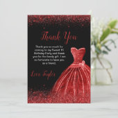 Carte De Remerciements Robe Rouge Lumineuse Faux Parties scintillant Douc (Debout devant)
