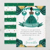 Carte De Remerciements Robe turquoise Peau foncée Princesse Anniversaire (Devant / Derrière)
