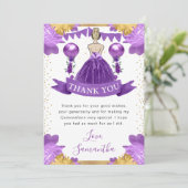 Carte De Remerciements Robe violette princesse blonde Quinceanera (Debout devant)