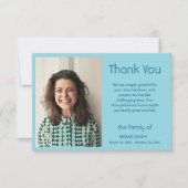 Carte De Remerciements Robin Egg Blue Classic Photo Funeral Sympathy (Devant)