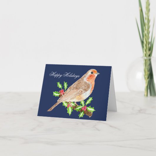 Carte De Remerciements Robin Happy Holidays Christmas Card (Devant)