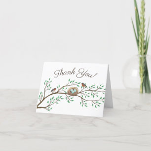 Carte De Remerciements Robin Oiseaux Nid Oeufs Baby shower de printemps