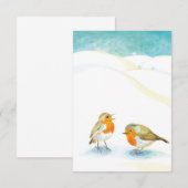 Carte De Remerciements Robins rouges en hiver (Devant / Derrière)