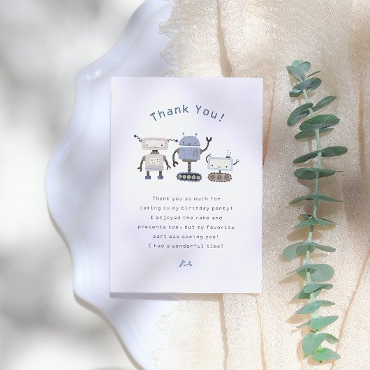 Carte De Remerciements Robot Blue Anniversaire